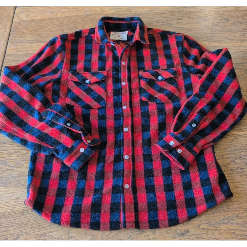 American Rag Men's Buffalo Plaid Fleece Soft  Button Down Shirt Sz Med EUC